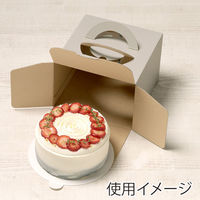 サガシキ ケーキ箱 ナチュラルグレー デコ箱5号 H130 4582673773598 1セット(1袋(25枚入)×4)（直送品）