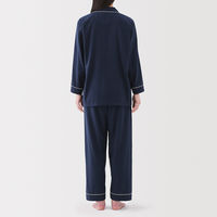 【レディース】無印良品 婦人 脇に縫い目のない 二重ガーゼ長袖パジャマ 婦人Ｍ ダークネイビー 良品計画