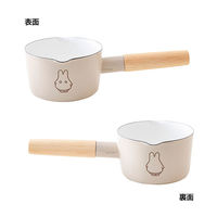 富士ホーロー ミルクパン 琺瑯 12cm IH グレージュ ミッフィーパステル MFPー12M.GG 1個