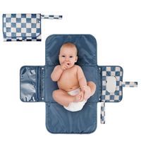 Tiny Twinkle マットにもなるおむつポーチ Blue Checkers おむつ替えにこれひとつ 0ヶ月から 1個