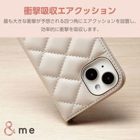 iPhone15 ケース 手帳型 ハンドストラップ付 ミラー付 グレージュ PM-A23APLFJM4GB エレコム 1個（わけあり品）