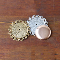 日本紐釦貿易(Nippon Chuko)NBK 銅板付き アンティークデザイン ブローチ台 丸型 〈小〉 φ45mm 1個入 シルバー KK（直送品）