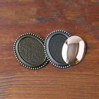 日本紐釦貿易(Nippon Chuko)NBK 銅板付き アンティークデザイン ブローチ台 だ円 〈小〉 W41×H50mm 1個入 アンテ（直送品）