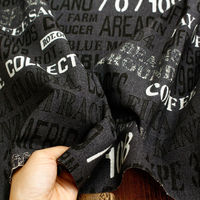 日本紐釦貿易(Nippon Chuko) キャンバス生地 CRAFT VILLAGE テキスト ブラック 巾約110cm×4mカット IBK（直送品）