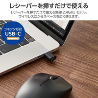 ワイヤレスマウス USB-C接続 無線 2.4GHz 光学式 3ボタン Lサイズ 簡易包装 黒 M-K8DRCBK エレコム 1個（直送品）