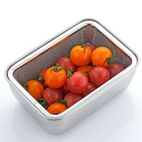 下村企販 角型バット&ザルセット シリコンフタ付き ステンレス製 日本製 420324 1個（直送品）