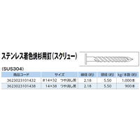 山喜産業　焼杉用釘　ステンレススクリュー　１４×３８mm　つや消し黒　１ｋｇ入　屋外　外装　1kg(約900本)（直送品）
