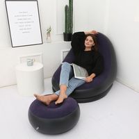 武興商事 エアーソファー オットマン付 室内 リビング 寝室 家族 子供 男女ネイビー 100399 1個（直送品）