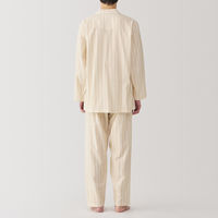 【メンズ】無印良品 紳士 脇に縫い目のない 二重ガーゼ長袖パジャマ 紳士ＸＬ ベージュストライプ 良品計画