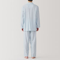 【メンズ】無印良品 紳士 脇に縫い目のない 二重ガーゼ長袖パジャマ 紳士Ｍ ライトブルーストライプ 良品計画