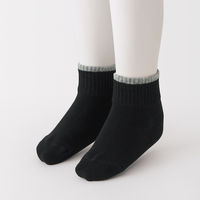 無印良品 キッズ 足なり直角 ショート丈靴下（柄・３足組） キッズ１９～２３ｃｍ 配色（オフ白・グレー・黒） 良品計画