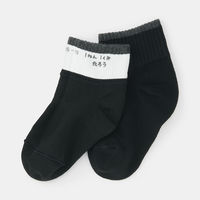 無印良品 キッズ 足なり直角 ショート丈靴下（柄・３足組） キッズ１５～１９ｃｍ 配色（黒） 良品計画