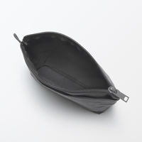 無印良品 リンクルナイロン マチ付きポーチ ダークグレー Ｍ 約２１×１３．５×６ｃｍ 良品計画