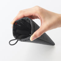 無印良品 リンクルナイロン 片手で開くフラットポーチ ダークグレー Ｍ 約１０．３×１８．５ｃｍ 良品計画