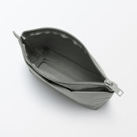 無印良品 リンクルナイロン マチ付きポーチ グレー Ｍ 約２１×１３．５×６ｃｍ 良品計画