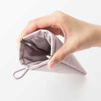 無印良品 リンクルナイロン 片手で開くフラットポーチ ピンク Ｍ 約１０．３×１８．５ｃｍ 良品計画