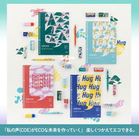 【アウトレット】【Goエシカル】訳あり プラス ノート型ルーズリーフ COE365 セミB5 ドット入罫線 50枚 緑×ピンク 1セット（5冊）