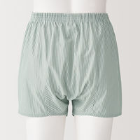 【メンズ】無印良品 紳士 綿ブロード 前開き トランクス 紳士Ｌ グリーンストライプ 良品計画