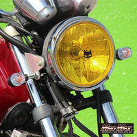 丸形ミニヨーロピアンウインカー ブラック/クリア M10×76mm取付ステー付き MM11-0073-CL-2 1セット(4個)（直送品）