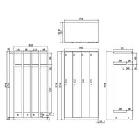 スマイル 木目調スチールロッカー 4連4人用 シリンダー錠 ライトブラウン/ブラック 幅900×奥行515×高さ1790mm 1台（取寄品）