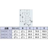 エスコ G 3/4”xG 3/4” L型ボールバルブ(片ナット付) EA425AC-720 1個（直送品）