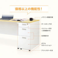 Netforce ナッツ サイドワゴン 脇机 キャビネット サイドデスク 3段 シリンダー錠 幅300×奥行600 ホワイト×ホワイト×NA（直送品）