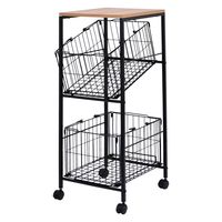 フクダクラフト バスケットワゴン2段 BS-K0935 BK 1個（直送品）