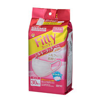 【個別包装】 フィッティ シルキータッチ耳ゴムふわり やや小さめ ピンク 1袋（30枚入） 玉川衛材　不織布マスク　使い捨て