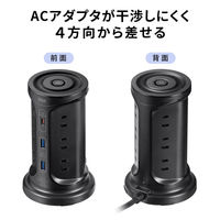 延長コード 電源タップ タワー型 2P式 USB 12個口 2m 一括スイッチ サンワサプライ TAP-B112C1A2BK 1個