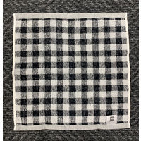 【アウトレット】丸眞 ギンガムチェック柄（BK）　ハンドタオル2枚組 1パック（2枚入）