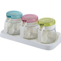 シャディ 【3箱セット】ガラス製カラフル調味料カップ3個セット(スプーン付) 24-8202-252 1セット(3箱)（直送品）