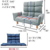 【軒先渡し】URBAN スーパーハイバックカウチソファ 幅1510mm ブルー F-1975-BL 1台（直送品）