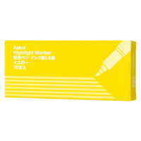 アスクル 蛍光ペン 蛍光マーカー インク容量1.5倍 イエロー 黄色 1箱（10本入） オリジナル（わけあり品）