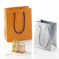 手提げ紙袋小物用　丸紐　シルバー　M　1袋（5枚入）　ハピラ（わけあり品）