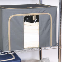 不二貿易 窓付&積み重ね収納ボックス 72L GY 63519 1個