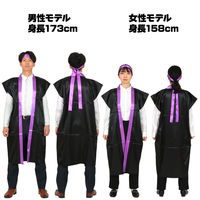 アーテック ソフトサテンロングハッピ Ｌ 黒／紫襟（ハチマキ付） 18451 1個