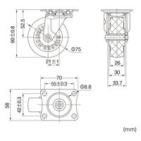 サンワサプライ 汎用キャスター 75mm径 2個セット(フリー)ゴム製 CST-75E-FRE2 1セット(2個入)（直送品）