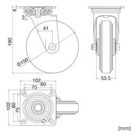 サンワサプライ 汎用キャスター 150mm径 2個セット(フリー)ゴム製 CST-150ER-FRE2 1セット(2個入)（直送品）