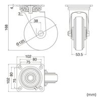 サンワサプライ 汎用キャスター 125mm径 2個セット(フリー)ゴム製 CST-125ER-FRE2 1セット(2個入)（直送品）