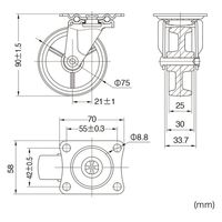 サンワサプライ 汎用キャスター 75mm径 2個セット(フリー)ナイロン製 CST-75N-FRE2 1セット(2個入)（直送品）
