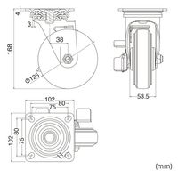 サンワサプライ 汎用キャスター 125mm径 2個セット(フリーストッパー付き)ゴム製 CST-125ER-FRST2 1セット(2個入)（直送品）