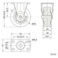 サンワサプライ 汎用キャスター 75mm径 2個セット(固定)ゴム製 CST-75E-FIX2 1セット(2個入)（直送品）
