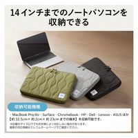 パソコンケース 14インチ オニオンステッチ キルティング 衝撃吸収 カーキ BM-IBQTO14GN エレコム 1個