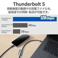 Thunderbolt 5 ケーブル USB-C to C 1m  PD EPR ブラック TBT5-10BK エレコム 1個