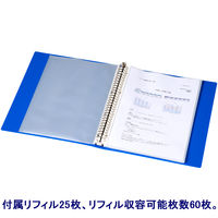【セール】【旧品】アスクル 交換式クリアーブック(バインダーファイル) 差し替え式 A4タテ 30穴 背幅35mm 25ポケット付 ブルー 12冊 オリジナル