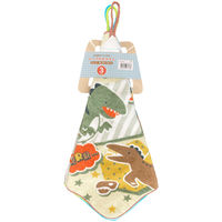 ループ付きウォッシュタオル　コミックディノ　WO459700　1組（3枚：柄違い3種×1）