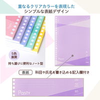 プラス ノート パスティ ノート型ルーズリーフ B5 ドット入り罫線 50枚 パープル 76031 1セット(1冊×3)