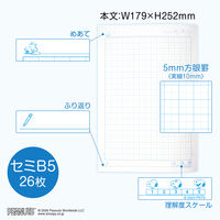 日本ノート ノート スヌーピー セミB5 自主学習 5mm方眼26枚 3色セット PST5J03 1パック(3色入)