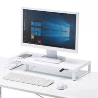 サンワサプライ 電源タップ+USBハブ付き机上ラック（W600） MR-LC205W 幅600×奥行250×高さ89mm 1台（直送品）