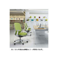 【無料引取付き】C681BW FMP5 |オカムラ シルフィー オフィスチェア ローバック アルミ脚 背メッシュ 可動肘付 ライムグリーン 1脚（直送品）
